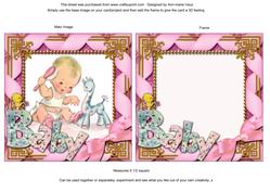 Baby Girl Square Card Front and Frame Shaker