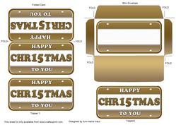 Gold Metallic Christmas Number Plate Mini Card Envelope Aio