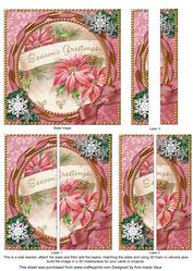 Pink Poinsettias Snow 5inch Square Straight 2 Side Stacker