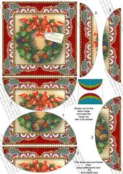 Christmas Wreath 5in Top and Bottom Rounded Stacker