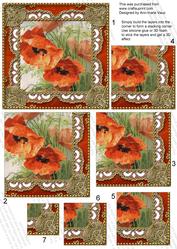 Poppies Gold 5in Square One Corner Stacker
