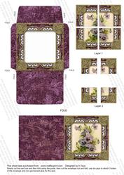 Deep Purple Pansy Gold Card Envelope 4 Corner Stacker Aio