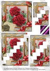 Beautiful Red Roses 5in Zig Zag Triangle Stacker