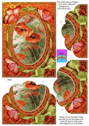 Poppies and Butterflies Scallop Bottom 7x5inch Stacker