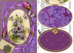 Purple Pansy and Butterfly A5 Locket Card Front