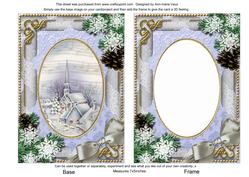Blue Church Snow 7x5in Card Picture and Shaker Frame