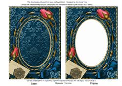 Navy Damask Rosebud Plain 7x5in Picture and Shaker Frame