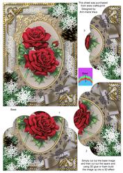 Christmas Roses Snow Scallop Bottom 7x5inch Stacker