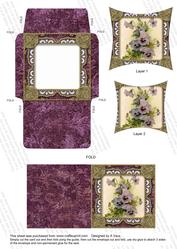 Deep Purple Pansy Gold Mini Card Envelope Pointy Stacker Aio