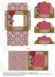 Pink Rose Lace Mini Card Envelope Scallop Bottom Stacker Aio