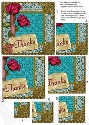 Pink Lace Rose Teal Thanks 5in One Corner Stacker