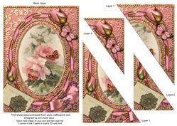 Pink Rose Butterflies 7x5inch Triangle Duo Corner Stacker