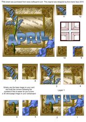 April Bluebells Gold Birthday 4 Corner Stacker Card Front