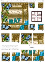 May Glory Gold Birthday 4 Corner Stacker Card Front