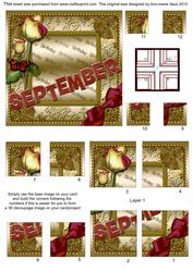 September Rose Gold Birthday 4 Corner Stacker Card Front