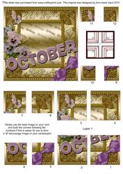 October Pansy Gold Birthday 4 Corner Stacker Card Front