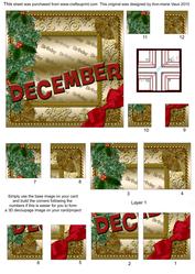 December Winter Gold Birthday 4 Corner Stacker Card Front