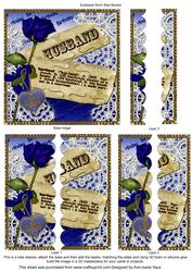 Blue Rose Husband Def Birthday 5inch Scallop 2 Side Stacker