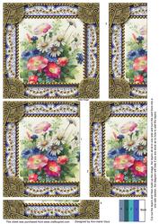 Blue Wildflowers Gold One Edge Side Stacker