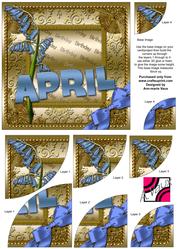 April Bluebells Birthday Gold 6in Duo Corner Stacker