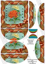 Oriental Flower 5inch Top and Bottom Rounded Stacker