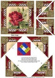 Vintage Red Rose 5inch Triangle Edge Spiral Stacker