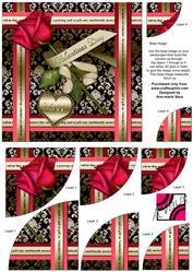Red Rose Valentine Black Damask 6 Inch Duo Corner Stacker