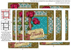 Teal Pink Rose Lace Thanks 5in Spiral Edge Stacker