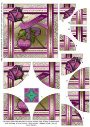 Purple Rose Valentine Gold 4 Rounded Corner Stacker
