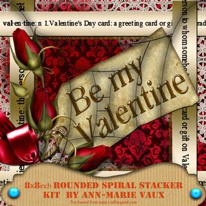 Be My Valentine Red Damask 8in Round Spiral Edge Stacker Kit
