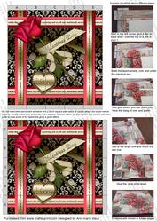 Red Rose Valentine Black Damask 5in Paper Weaving Sheet