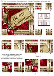 Be My Valentine Red Rose Damask 5in All 4 Corner Stacker