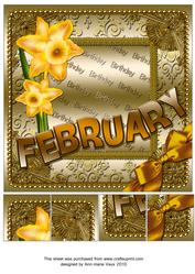 February Daff Gold Birthday 8inch Picture Sheet