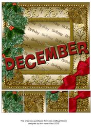 December Winter Gold Birthday 8inch Picture Sheet