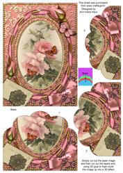 Pink Roses Butterfly Scallop Bottom 7x5inch Stacker