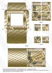 Blue Rose Birthday Card Envelope 4 Corner Stacker Aio