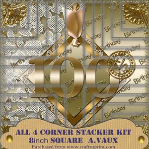 Gold 100th Birthday 8inch Square Corner Stacker Kit