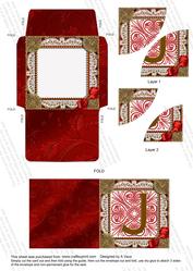 Red Initial J 3in Mini Card Envelope Duo Corner Stacker Aio