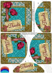 Teal Pink Roses Thanks 5inch Round Bottom Stacker