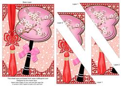 Cherry Blossom Fan 7x5inch Triangle Duo Corner Stacker