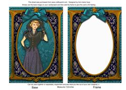 Teal Lady Ornate 7x5inch Picture Card Front and Frame
