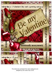 Be My Valentine Red Rose 8in Picture Topper Card Front
