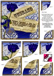 Blue Rose Husband Birthday 6in Duo Corner Stacker
