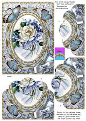 White Rose Butterflies Scallop Bottom 7x5inch Stacker