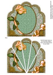 Green Peach Rose Lace Ornate Scallop Deco Stacker