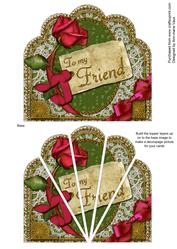 Green Pink Rose Friend Ornate Scallop Deco Stacker