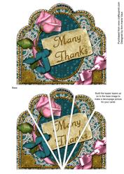 Pink Teal Rose Thanks Ornate Scallop Deco Stacker