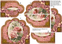 Pink Roses Butterflies Ornate Scalloped Side Stacker