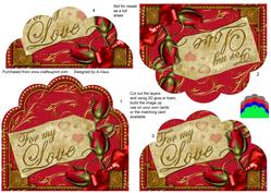For My Love Red Roses Ornate Scalloped Bottom Stacker