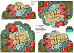 Coral Teal 21 Today Ornate Scalloped Bottom Stacker